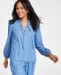 Фото #1 товара Women's Lace-Up Blouson-Sleeve Top, Created for Macy's