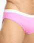 Фото #4 товара ASOS DESIGN swim briefs with contrast waistband in pink