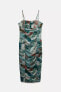 FLORAL PRINT DRAPED DRESS