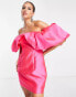 Фото #2 товара ASOS EDITION volume sleeve satin mini dress in hot pink