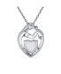 Фото #2 товара Family Parent New Mother Synthetic White Opal Heart Shaped Mom Loving Son Child Daughter Necklace Pendant For Women Sterling Silver