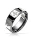 ფოტო #1 პროდუქტის Square Compass Freemason Masonic Titanium Wedding Band Ring For Men Polished Silver Tone Comfort Fit 8MM