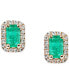 ფოტო #1 პროდუქტის Emerald (1/2 ct. t.w.) & Diamond (1/8 ct. t.w.) Stud Earrings in 14k Rose Gold