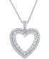 ფოტო #1 პროდუქტის Lab-Created Diamond Heart Pendant Necklace (3/4 ct. t.w.) in Sterling Silver, 16" + 2" extender