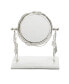 Table Mirror with Leaf Design Border and Marble Base, 4" x 14"
