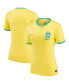 Фото #1 товара Women's Yellow Brazil National Team 2022/23 Home Breathe Stadium Replica Blank Jersey