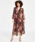 ფოტო #1 პროდუქტის Women's V-Neck Long-Sleeve Maxi Dress