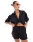 Фото #4 товара ASOS DESIGN satin short co-ord in black