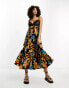 Фото #4 товара River Island tiered maxi beach dress in black tropical print