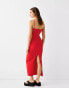 Bershka bengaline strappy maxi dress in red Красный, L - EU 40 - фото #4