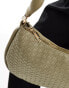 Glamorous woven detail crescent shoulder bag in olive green