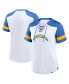 Фото #1 товара Women's White/Powder Blue Los Angeles Chargers Foiled Primary Lace-Up T-Shirt