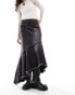 COLLUSION exposed seam denim maxi skirt