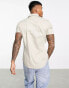 ASOS DESIGN skinny denim shirt with western detail in stone