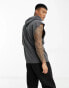 HIIT raw cut sleeveless hoodie in acid wash black