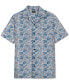 Men's Slim-Fit Stretch Palm Leaf-Print Button-Down Camp Shirt