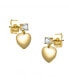 ფოტო #2 პროდუქტის 14k Yellow Gold Plated Cubic Zirconia Heart Dangle Earrings