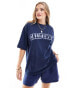 ASOS DESIGN oversized t-shirt with spray effect california graphic in navy