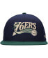 Фото #3 товара Men's Navy, Green Philadelphia 76ers Hardwood Classics Grassland Fitted Hat