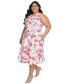 Фото #3 товара Plus Size Floral-Print Belted V-Neck Dress