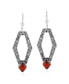 Фото #1 товара Sterling Silver and Geometric Shape Red Agate Gemstone Lever Back Earrings