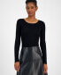 ფოტო #4 პროდუქტის Women's Mixed-Media Faux-Leather Fit & Flare Dress