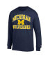 Фото #3 товара Men's Navy Michigan Wolverines High Motor Long Sleeve T-shirt