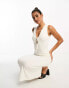 Фото #3 товара ASOS DESIGN deep plunge tie front midi dress in ivory