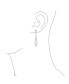Фото #3 товара Серьги-клипсы Bling Jewelry модерн "Линейные Геометрические" с длинными "Жемчужными" каплями в белом цвете