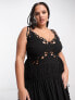 Фото #3 товара ASOS DESIGN Curve cutwork maxi slip dress with drawstring waist in black