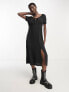 Only puff sleeve milkmaid maxi dress in black