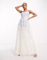 Maya cami maxi dress with spot embroidery in ivory