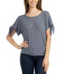 ფოტო #1 პროდუქტის Juniors' Rib-Knit Split-Sleeve Banded-Hem Top