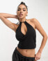 Фото #8 товара Urban Classics wrap halterneck top in black