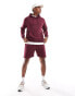 DTT overhead hoodie & jersey short set in burgundy