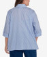 Plus Size Classic Embroidered Pinstripe Button Down Top