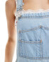 Фото #3 товара ASOS DESIGN soft wide leg dungaree in mid blue