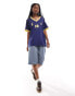 Lioness v neck sports jersey top in navy with yellow contrast trims