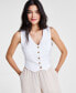 Фото #2 товара Women's Sleeveless Cropped Vest, Created for Macy's