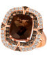 ფოტო #1 პროდუქტის Chocolate Quartz (4-3/4 ct. t.w.) & Diamond (1 ct. t.w.) Double Halo Ring in 14k Rose Gold