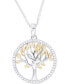 ფოტო #1 პროდუქტის Cubic Zirconia Tree Pendant Necklace in Sterling Silver & 14k Gold-Plate, 16" + 2" extender (Also in Sterling Silver)