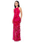 ფოტო #3 პროდუქტის Women's Printed Ruffled Halter Gown