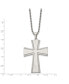 Фото #3 товара Chisel brushed with Laser-cut Edges Cross Pendant Rope Chain Necklace