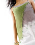 COLLUSION beach knitted beaded drap top in green and lilac