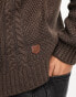 Jack & Jones cable knit crew neck jumper in dark brown