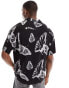 Jack & Jones oversized revere collar shirt with black butterfly print weiß, M - Chest 100cm - фото #2