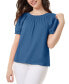 ფოტო #1 პროდუქტის Petite Embroidered-Sleeve Smocked-Neck Top