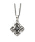 Black IP-plated CZ Celtic Cross Pendant Curb Chain Necklace