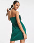 Lola May bandeau mini dress with tinsel detailling in green