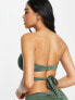 Фото #2 товара ASOS DESIGN wrap front bandeau bikini top in khaki